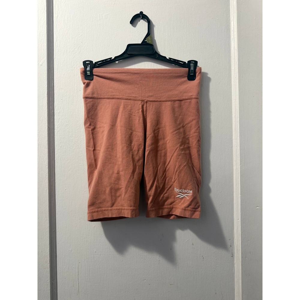Reebok Womens Salmon Pink High Waisted Bike Shorts Cotton Blend XS